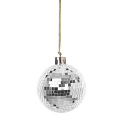Christmas disco ball on white background. Shiny ornament