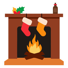 vector, chimenea, navidad, santa, navida, bujía, fuego, llama, ilustración, vector, celebraciones, icono, alumbrado, decoraciones, símbolo, vacaciones, designio, cera, ardiente, acomodador, lámpara, c