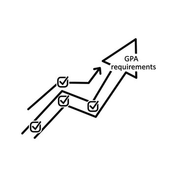 Academic success progress diagram with increasing gpa requirements met, showing achievement of educational goals and milestones.