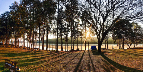 Beautiful morning sunrise at Mae Puem National Park in Phayao, Thailand