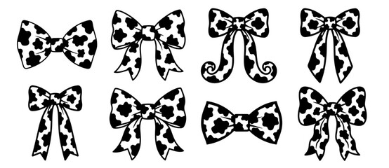 Cow Print Bow. Cow Pattern Ribbon Vector.