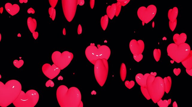 Red Hearts on alpha channel