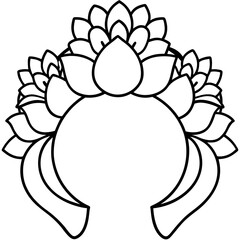 Elegant floral crown with lotus flowers isolated on