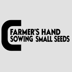 Farmers hand sowing small seeds logo isolated on