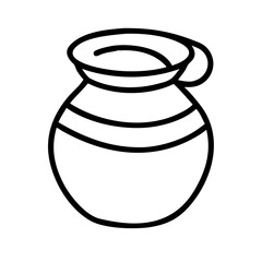 Illustration of a clay pot with handle isolated on