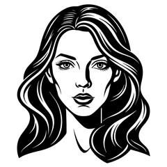 Portrait of a beautiful woman with long wavy hair isolated on