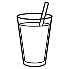 Simple glass of water with straw isolated on
