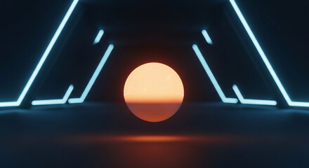 minimal glowing sphere floating in clean space, futuristic lighting