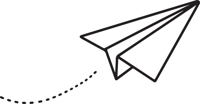 paper plane icon doodle hand drawn. Outline drawing paper plane line clipart symbol
