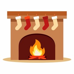 vector, chimenea, navidad, santa, navida, bujía, fuego, llama, ilustración, vector, celebraciones, icono, alumbrado, decoraciones, símbolo, vacaciones, designio, cera, ardiente, acomodador, lámpara