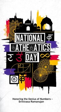 National mathematics day celebration with indian architectural elements and abstract art