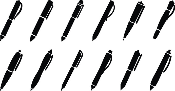 Pen Icon set. classic hand writing tool for calligraphy. Copywriting Related Vector, pen logo silhouette vector design template premium, sign up icon. Vector illustration !