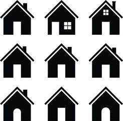 Set of nine basic house icons, property and home symbols vector