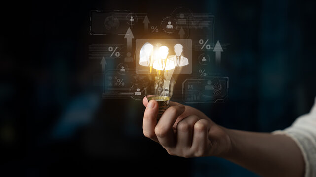 Concept of human resources metrics and workforce analytics. The data shows employee team performance, professional development, and overall business growth and success. Fermion