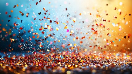 Colorful confetti explosion, celebration background, festive mood, party backdrop, ideal for invitations