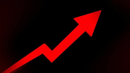 Glowing Red Arrow Indicates Positive Financial Growth and Success. - Powered by Adobe