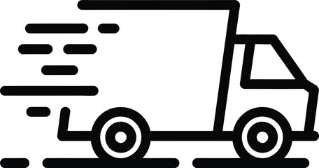 Delivery truck moving fast icon, express shipping service concept art.