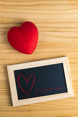 Blackboard and red heart for Valentine's Day