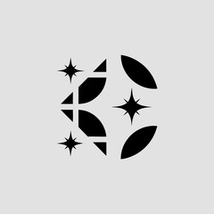 Abstract celestial starburst design with geometric shapes isolated on