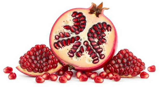 Pomegranate Half & Seeds &ndash; Sharp Isolated Render