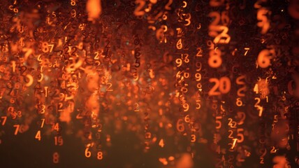 Glowing numeric matrix in amber tones. AI image