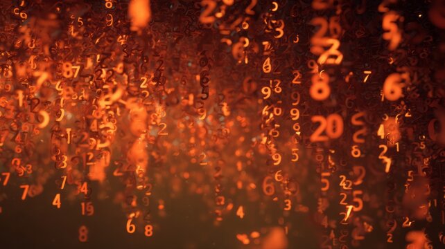 Glowing numeric matrix in amber tones. AI image