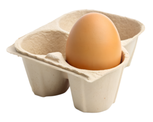 Single carton egg cup, simple shape, light cardboard texture, isolated PNG transparent background