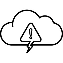 Alert cloud with lightning strike symbolizes cyber security threats and data breach