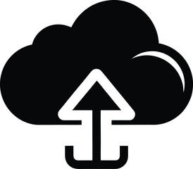 Cloud upload silhouette icon on white background