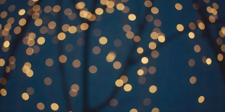 Bokeh lights with a blue background, creating a festive and magical atmosphere, the lights are soft and diffused , adding a sense of warmth