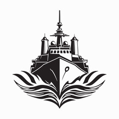 Military Ship Vector Logo Illustration isolated on white background