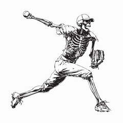 Skull Athlete Baseball Pitcher Vector Image on white background