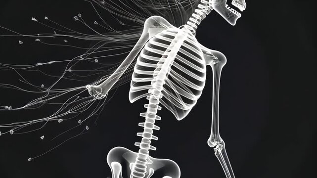 Human Skeleton X-Ray Anatomy: Medical & Biological Illustration on White Background