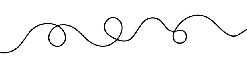 wavy curvy long squiggles line, loopy line, wave line - stock vector. abstract wavy line. long hand drawn squiggle. vector illustration on transparent background