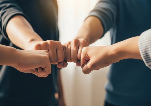 People bumping fists in a powerful gesture of unity and teamwork