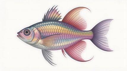 Obraz premium Vintage inspired iridescent tropical fish illustration artwork