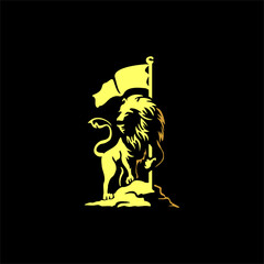Lion Holding Flag Logo, Stron...