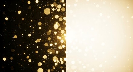 Dynamic golden bokeh background texture featuring a sharp vertical contrast line between light and dark fields