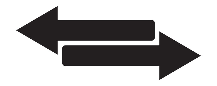 Two opposing arrows pointing left and right silhouette. 