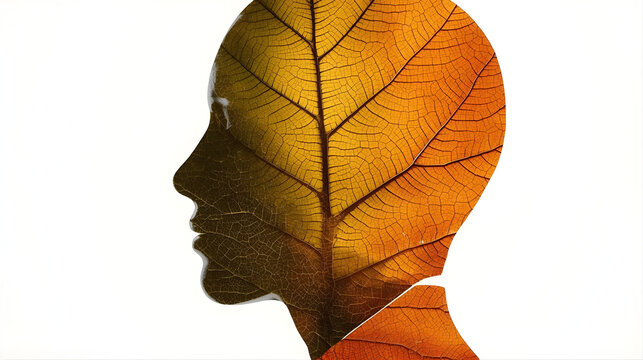 Double Exposure Profile and Backlit Leaf