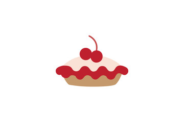 Delicious Cherry Pie Dessert with Sweet Red Topping and Fresh Cherries on Top Simple Flat Vector Illustration Isolated on White Background Perfect for Food Themes