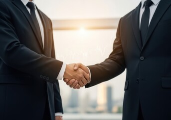 Business professionals shaking hands, sealing a deal with trust