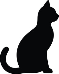 Silhouette of a sitting cat animal black