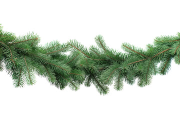 Seamless plain green pine branch Christmas decorations garland