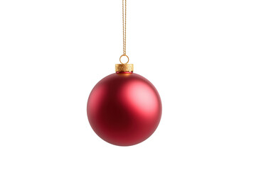Fototapeta premium Matte red Christmas bauble decoration on a gold string