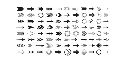 Collection of hand drawn arrows and directional symbols in black and white sketch style
