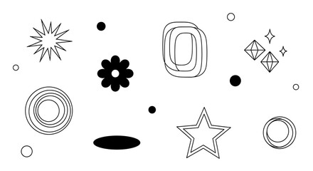 Trendy black and white geometric shapes pattern on white background vector