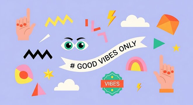 Good vibes only with playful modern vector design elements and typography - Powered by Adobe