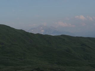 Mountain nature of the Caucasus, hiking in the mountains, views during a hike, mountains in summer, hiking and tourism.