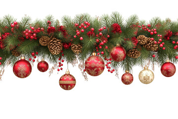 Elegant Christmas Decoration Garland with Pinecones and Berries